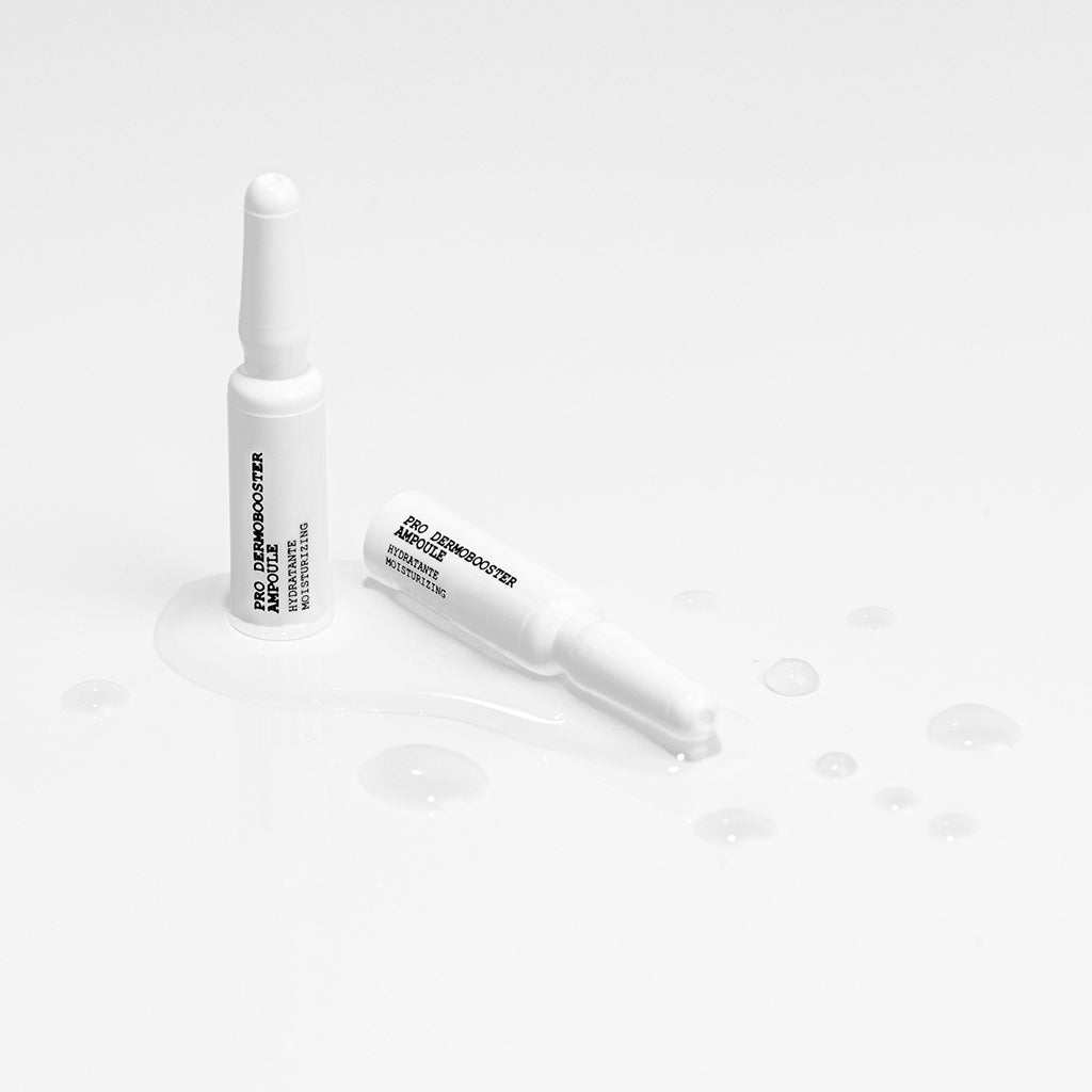 Ampoules Pro Dermobooster hydratantes pour visage, formule aqueuse, hydratation intense pour tous types de peau, pack de 7 x 1,5 ml.