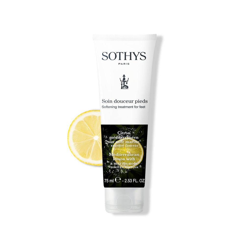 Limited edition Soin douceur pieds cream with Mediterranean lemon and marine notes, 75 ml.