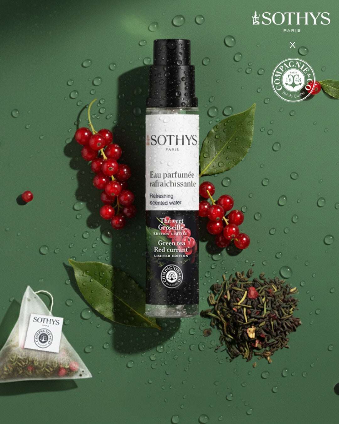 Eau parfumée rafraichissante Thé vert- Groseille