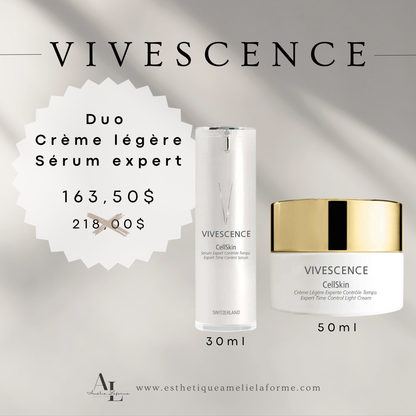 Duo CellSkin Crème légère et Sérum expert, 50ml et 30ml, soin anti-âge pour peaux mixtes à grasses.