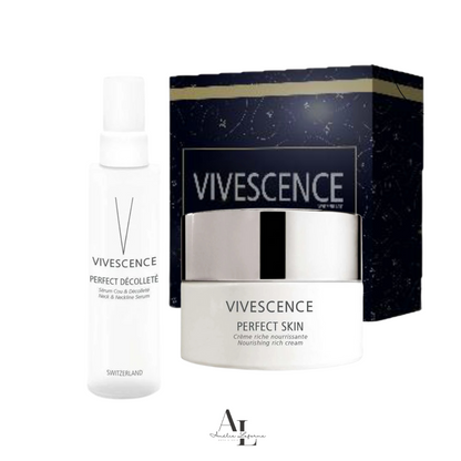 Coffret Perfect Vivescence with nourishing rich cream and perfect décolleté serum for firming, smoothing, and anti-aging skincare