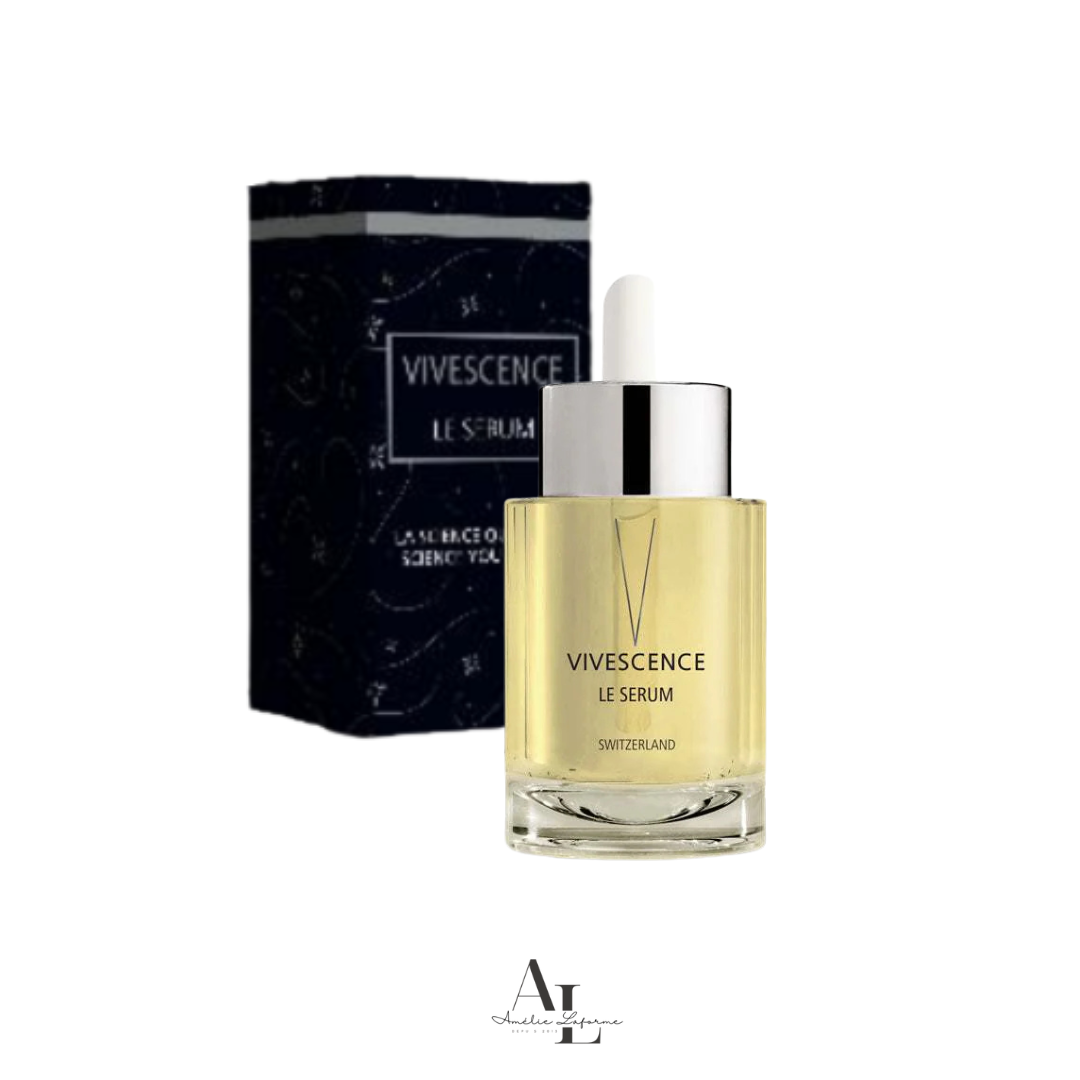 Flacon de sérum hydratant et lissant Le Sérum Vivescence 30 ml avec boîte noire