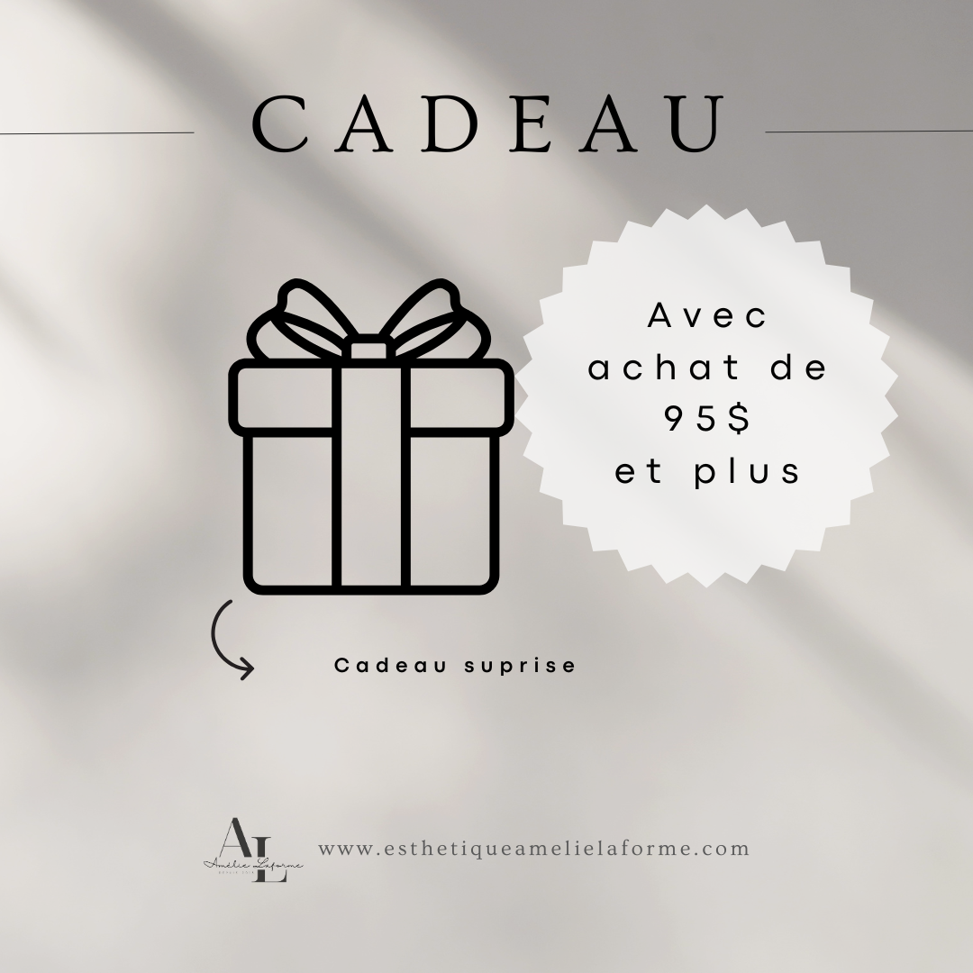 Cadeau avec achat de 95$ et plus symbole de cadeau surprise promotion esthetique
