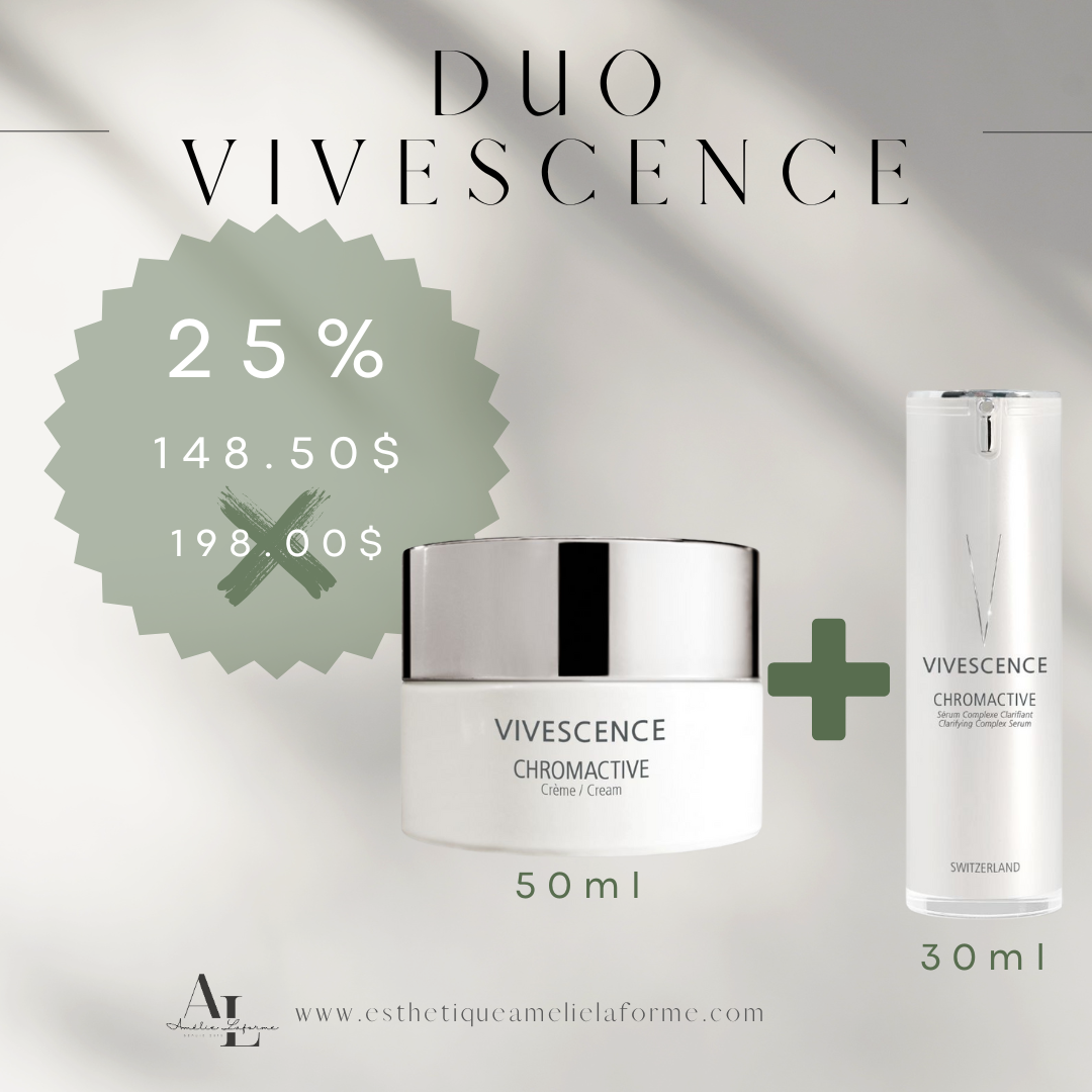 Duo Chromactive set with clarifying serum and cream for pigmented skin.