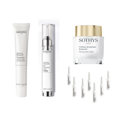 Sothys Routine booster Anti-Âge set with firming youth cream, wrinkle corrector serum, night cream, and anti-aging ampoules