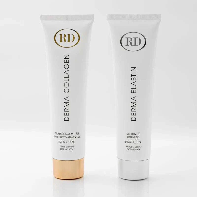 Duo anti-aging gel Derma Collagen and Derma Elastin for face and body, 156 ml tubes.