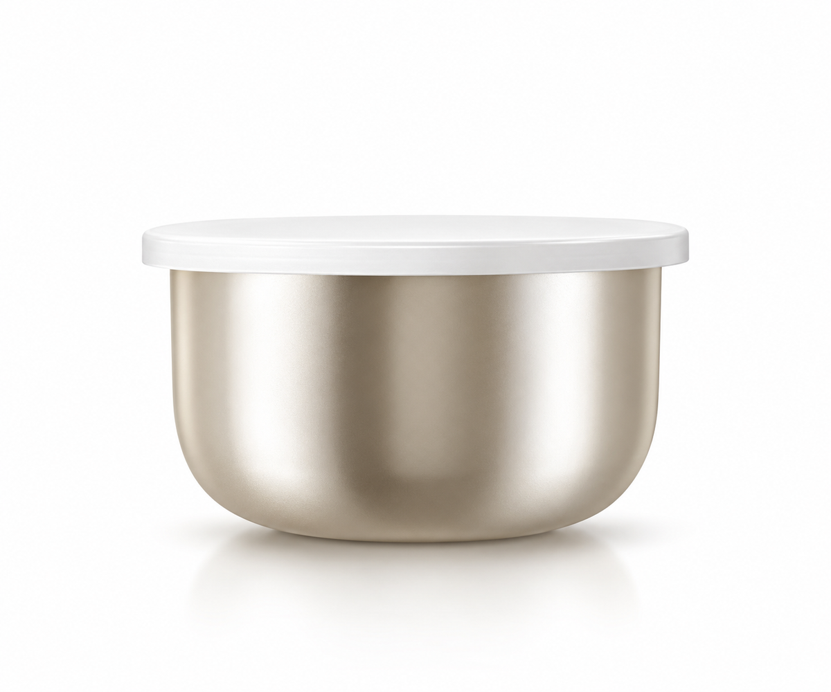 Recharge - La crème Secret, pot rechargeable en métal doré avec couvercle blanc, format 50 ml