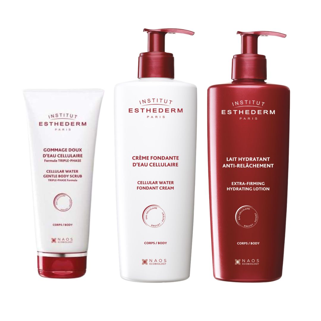 Trio-corps-hydratation-raffermissant-Esthederm-Esthetique-Amelie-Laforme-Trois-rivieres