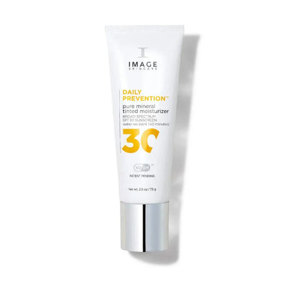 Crème Hydratante Teintée Minérale Pure FPS 30, 77 ml tube, protection UV large spectre, hydratation peau, défense lumière bleue.