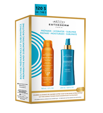 Coffret préparation avec Bronz Impulse et prolongateur de bronzage par Esthederm.