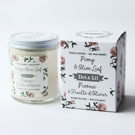 Dot&amp;Lil - Peony and Olive Leaf Candle 8 oz